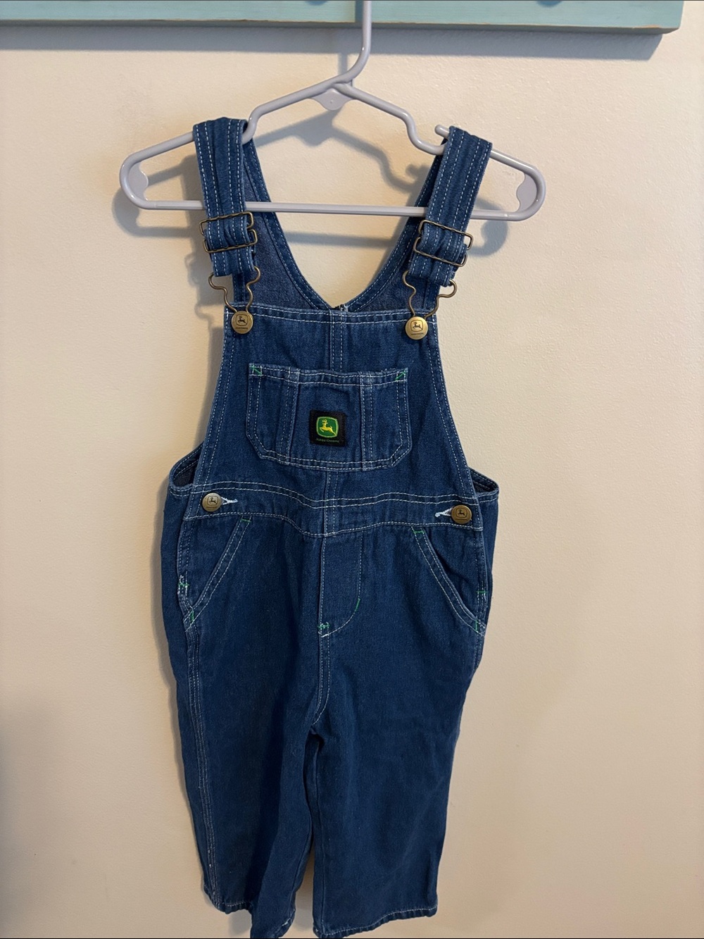 John Deere Toddler Boys Denim Overalls 3T Blue Jean Bib 100% Cotton Tractor